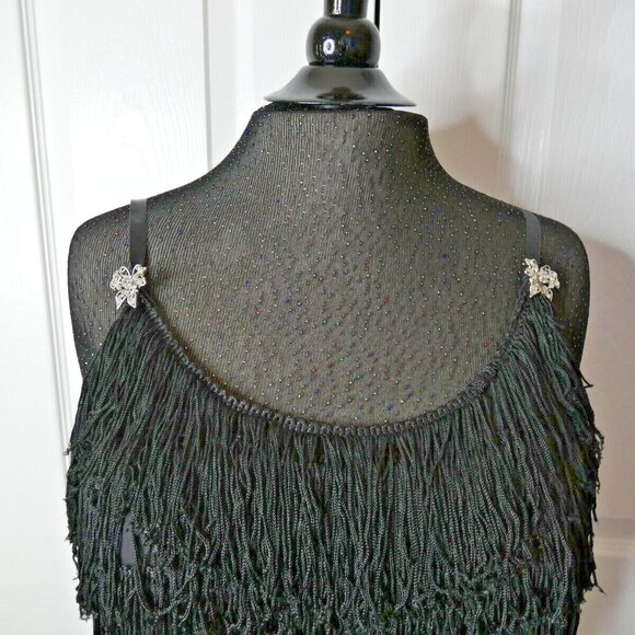 Black Flapper Dress, 1920 Fringe Halloween New Years Eve Cocktail Party Women S - Picture 10 of 16